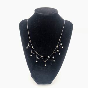 Y2K Lady Remington Black Wire Statement Necklace | Iridescent Glass Drops